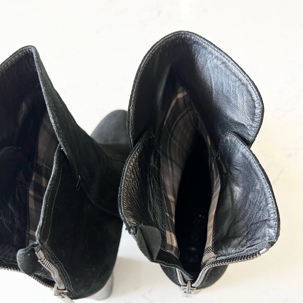 AQUATALIA Waterproof Stacked Heel Booties in Black Suede Size 9.5 - Picture 8 of 12